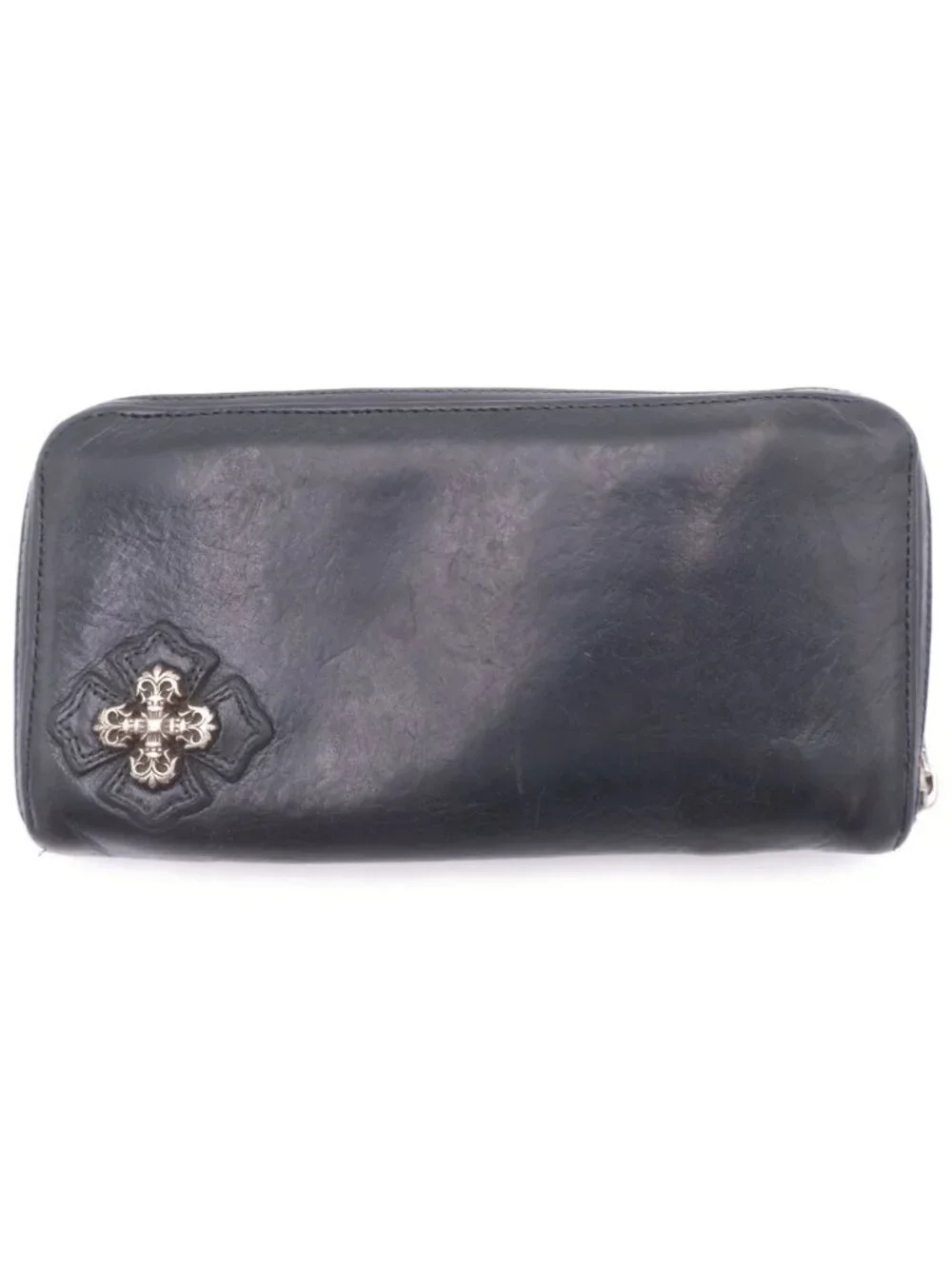 Chrome Hearts Rec Zip Filigree Plus Round Zip Wallet Black